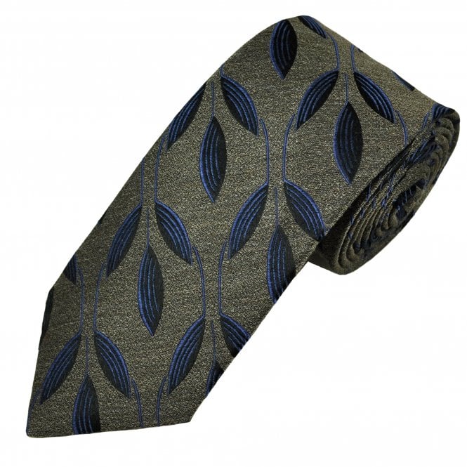 Profuomo Camel, Black & Blue Patterned Silk Blend Men's Designer Tie