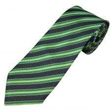 Profuomo Green, Navy Blue & White Stripe Men's Silk Tie