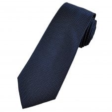 Profuomo Navy Blue & White Micro Polka Dot Woven Men's Silk Tie