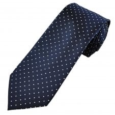 Profuomo Navy Blue & White Polka Dot Woven Men's Silk Tie
