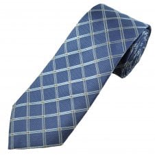 Profuomo Originale Mid Blue, Sky & Copper Diamond Pattern Men's Silk Designer Tie