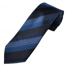 Profuomo Originale Shades of Blue Striped Men's Silk Designer Tie