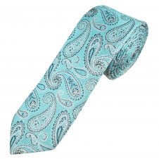 Profuomo Originale Sky Blue, Lilac & Black Paisley Men's Silk Slim Tie