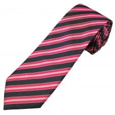 Profuomo Pink, Navy Blue & White Stripe Men's Silk Tie