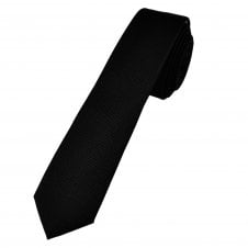 Profuomo Plain Black Men's Silk Skinny Tie