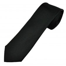 Profuomo Plain Black Woven Men's Silk Narrow Tie