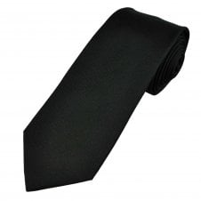 Profuomo Plain Black Woven Men's Silk Tie