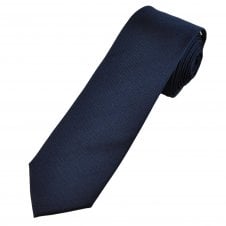 Profuomo Plain Navy Blue Woven Men's Silk Narrow Tie
