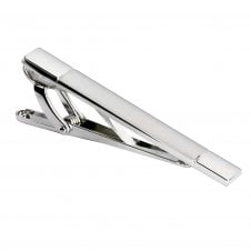 Profuomo Rhodium Plated Shiny & Matt Design Tie Clip