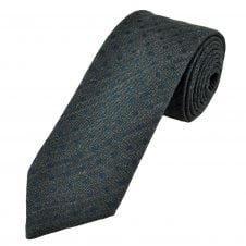 Profuomo 'Sky Blue Label' Anthracite & Dark Navy Blue Polka Dot Wool Silk Blend Men's Designer Tie