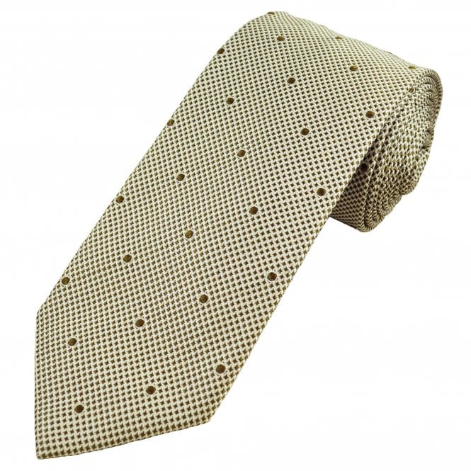 Profuomo "Sky Blue" Label Brown & Silver Polka Dot Men's Silk Designer Tie