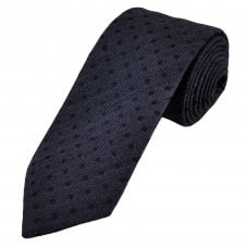 Profuomo 'Sky Blue Label' Dark Purple & Navy Blue Polka Dot Wool Silk Blend Men's Designer Tie