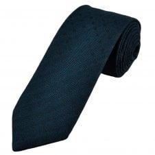 Profuomo 'Sky Blue Label' Midnight Blue & Black Polka Dot Wool Silk Blend Men's Designer Tie