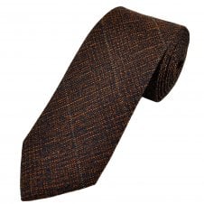 Profuomo "Sky Blue" Label Orange, Navy & Silver Checked Silk Mix Men's Designer Tie