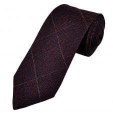 Profuomo 'Sky Blue Label' Raspberry, Navy Blue & Silver Woven Check Pattern Men's Designer Tie