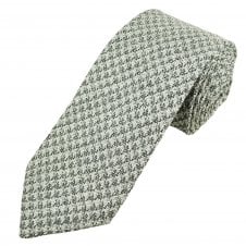 Profuomo "Sky Blue" Label Silver, Grey & White Woven Check Pattern Men's Wool Designer Tie
