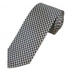 Profuomo Sky Blue Label White, Blue & Red Star Pattern Men's Silk Designer Tie