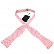 Profuomo White & Pink Gingham Checked Cotton 2 Piece Adjustable Self Tie Bow Tie