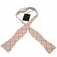 Profuomo White, Red & Blue Checked Cotton 2 Piece Adjustable Self Tie Bow Tie