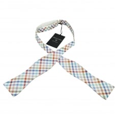 Profuomo White, Red, Pink, Blue, Lilac & Beige Checked Cotton 2 Piece Adjustable Self Tie Bow Tie