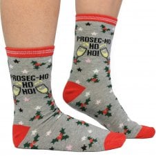 Prosecco Ho-Ho-Ho Women's Novelty Christmas Socks