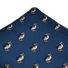 Puffins Navy Blue Bird Pocket Square Handkerchief