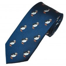 Puffins Navy Blue Novelty Bird Tie