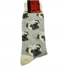 Pug Dog Grey Men's Novelty Socks