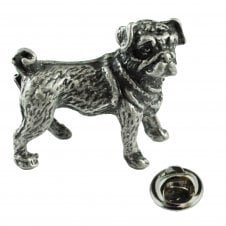 Pug Dog Pewter Lapel Pin Badge