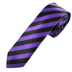 Purple & Black Striped Skinny Tie