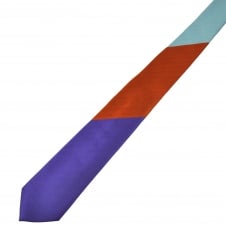 Purple, Burnt Orange & Blue Striped Men's Skinny Tie