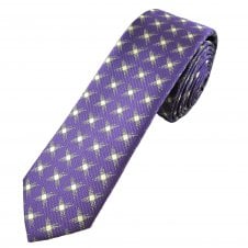 Purple & Cream Patterned Men's Skinny Tie