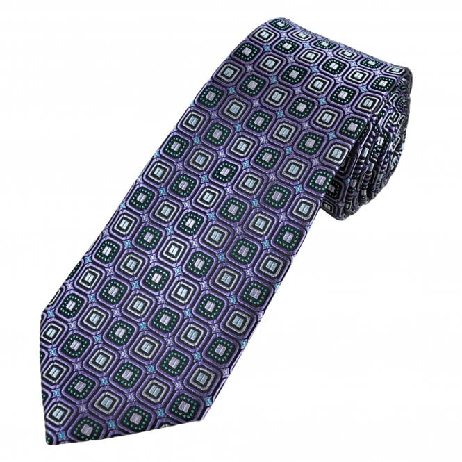 Purple, Lilac & Turquoise Patterned Men's Silk Tie