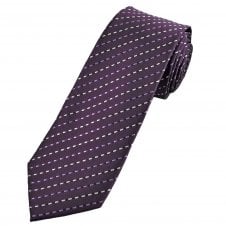 Purple, Lilac & White Stripe Pattern Men's Extra Long Tie