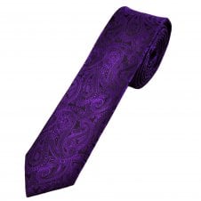 Purple Paisley Pattern Men's Skinny Tie