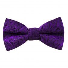 Purple Paisley Patterned Boys Bow Tie