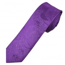 Purple Paisley Patterned Men's Skinny Tie