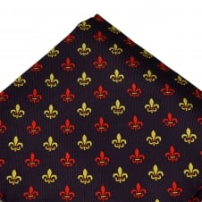 Purple, Red & Gold Fleur de Lys Pocket Square Handkerchief