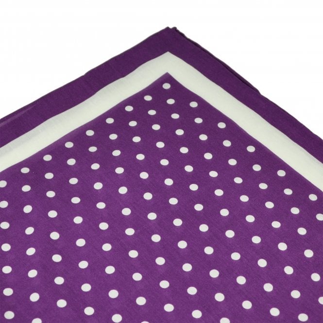 Purple & White Polka Dot Pocket Square Handkerchief
