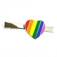 Rainbow Gay LGBT Pride Love Heart Tie Clip