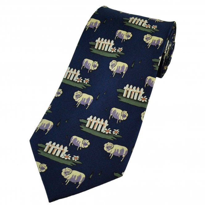 Rams Blue Silk Men's Novelty Tie