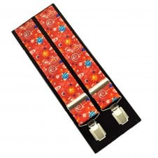 Red Astronomy Themed Abstract Space Men's Trouser Braces
