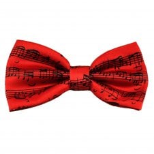 Red & Black Music Notes Men's Bow Tie