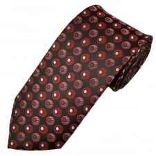 Red, Black, Navy & Purple Circle Patterned Men's Extra Long Tie