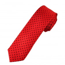 Red & Black Polka Dot Boys Skinny Tie