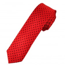 Red & Black Polka Dot Men's Skinny Tie