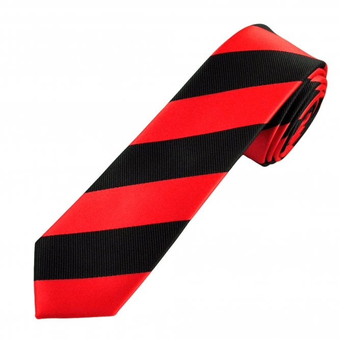 Red & Black Repp Striped Boys Childrens Skinny Tie