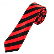 Red & Black Striped Men's Skinny Tie