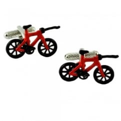 Red & Black Triathlon Bicycle Novelty Cufflinks