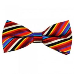 Red, Blue, Yellow & White Striped Men's Silk Bow Tie